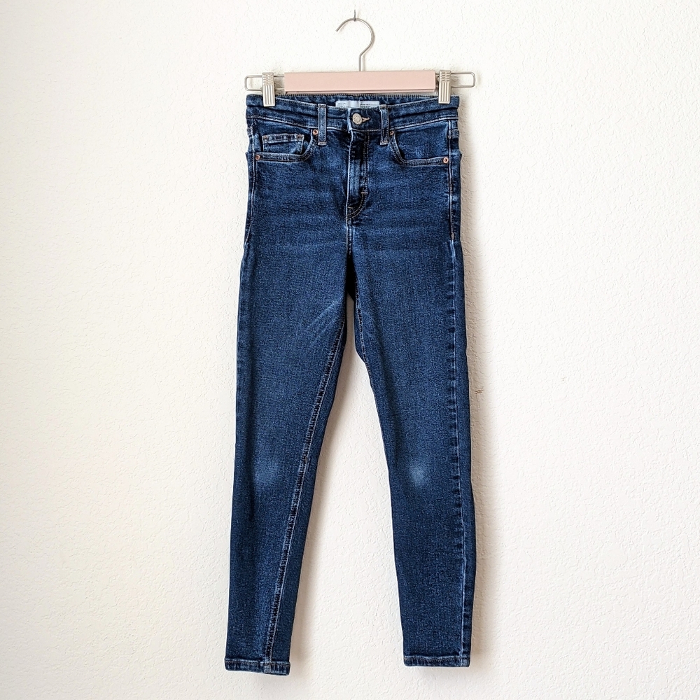 topshop petite moto jamie jeans in indigo